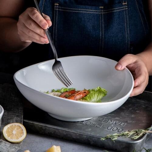 Japanese style ceramic bowls oblique bowls fruit salad bowls household Shaped bowl sushi bowls and large bowls tableware 10 inch