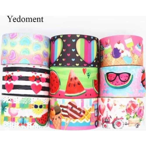 10 Yards Flowers/Cake Printed Grosgrain Ribbon 1.5" 38MM For Hair Bows DIY Crafts Handmade Accessories M19060102