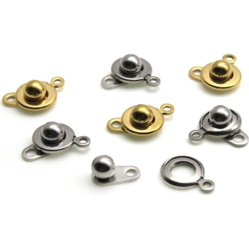 10pcs Stainless Steel Gold Plated Round Buttons Clasps Hooks for Necklace Bracelet Chain Connector DIY Jewelry Making Findings
