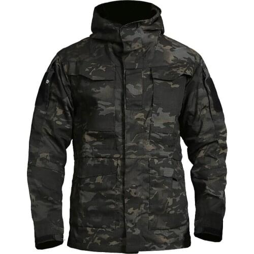 Outwear Multi-Pocket Camouflage Windbreaker Jacket Army Field Tactical Military Jacket Men Waterproof Hooded Flight Pilot Coat