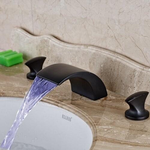 LED Oil Rubbed Bronze Bathroom 8" Basin Faucet 2 Handles Vanity Sink Mixer Tap