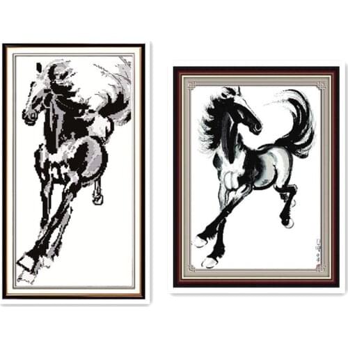 Flying horse black and white color animal pattern cross stitch, dmc embroidery embroidery cloth hand-stitched wall stickers