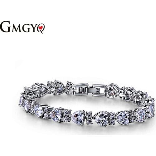 GMGYQ Best Selling 2018 Products AAA Zirconia Peach Heart Bracelets For Women Graduation Gift Fashion Jewelry Womens Accessories