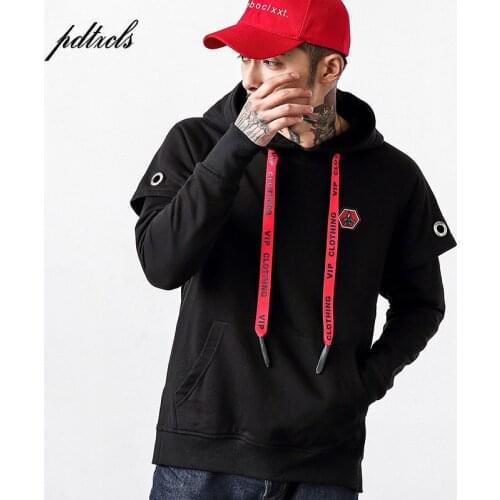 2018HOT Concise Style Fashion Badges Pullover Long Sleeve Hoodies Mens Hip Hop Solid Pocket Casual Hooded Sweatshirts Streetwear