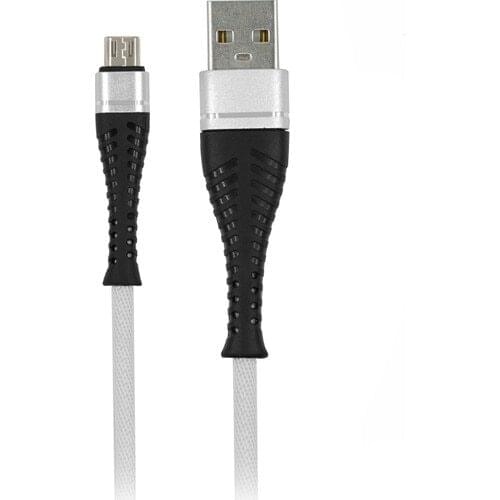 MF Product Jettpower 0040 Metal Head Braided 2.4A Micro Usb Fast Charger Cable 2 m White