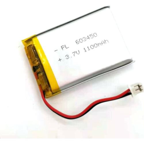 2/5/20/200/1000/10000pcs 603450 , Rechargeable 3.7V 1100mAh Li Lipo Lithium Polymer Ion Battery Pack with 2 Pin 2.0mm JST