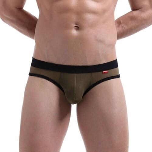 Men Briefs Modal Mesh Sexy See Through Underwear Breathable Briefs Bugle Pouch Low Waist Male Bikini Panties Cueca Masculina