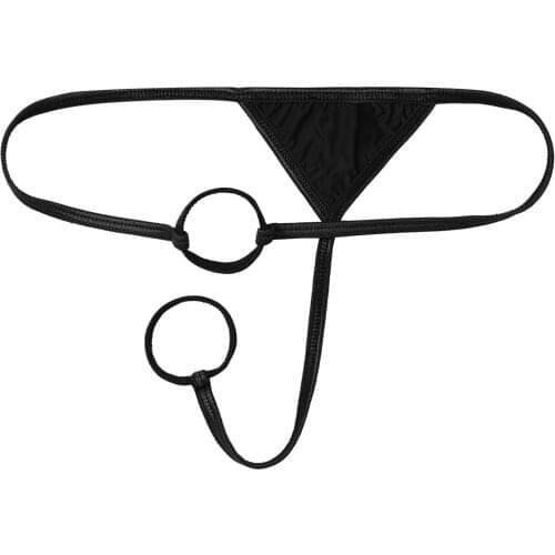 MSemis Mens Gay Lingerie Panties O-Ring Low Rise Sexy T-Back Thong Bikini Briefs Open Penis Sissy G-string Underwear Underpants