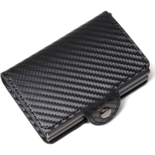 2020 Men double Aluminum Leather Purse Credit Card Holder RFID Wallet Automatic pop up Anti-theft Business 12 ID Cardholder
