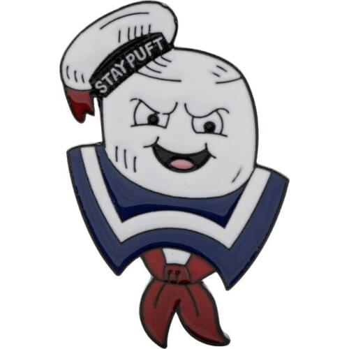 Movie Ghostbusters Ghost Busters Stay Puft Marshmallow Man Cartoon Enamel Alloy Clothes Lapel Badge Brooch Pin Accessories Gift