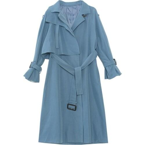 New Fashion Long Windbreaker Womens Korean 2020 Spring Autumn Chic Loose Trench Coat m530