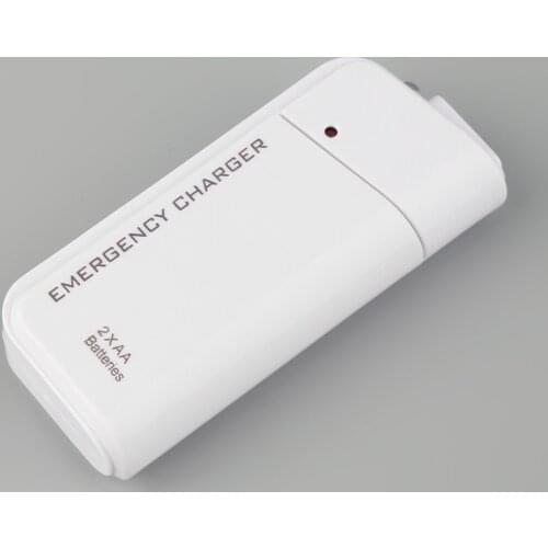 New Universal Portable USB Emergency 2 AA Battery Extender Charger Supply Box For iPhone Mobile Phone MP3 MP4 Black White