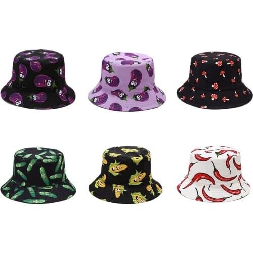 LDSLYJR Cotton vegetables print Bucket Hat Fisherman Hat outdoor travel Sun Cap Hats for men and Women 304