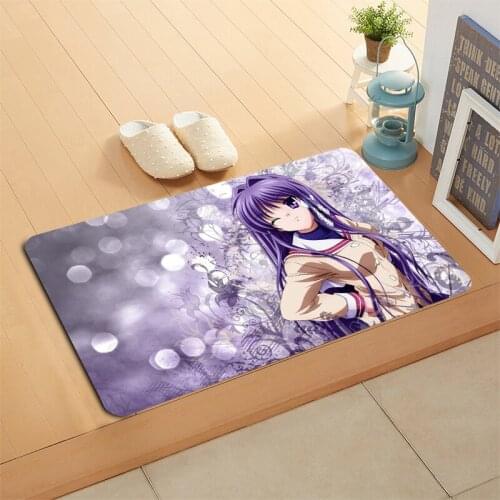 Custom Clannad Doormat Floor/Bath/Kitchen/Beach Mat Flannel Sponge Fabric 3D Printed Shaggy Custom Decoration For Bedroom