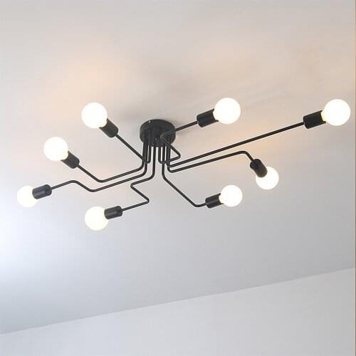 110V 220V E27 Led Wrought iron 4/6/8 heads Multiple rod ceiling dome lamp creative retro nostalgia cafe bar ceiling light