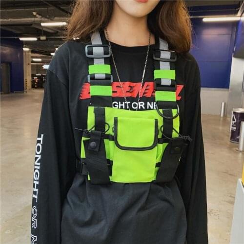 New Chest Rig Bag Reflective Vest Hip Hop Streetwear Functional Harness Chest Bag Pack Front Waist Pouch Backpack WW