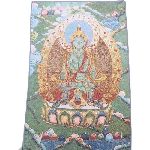 Thangka embroidery religious Tibet portrait Nepal Buddhist temple brocade painting silk decoration