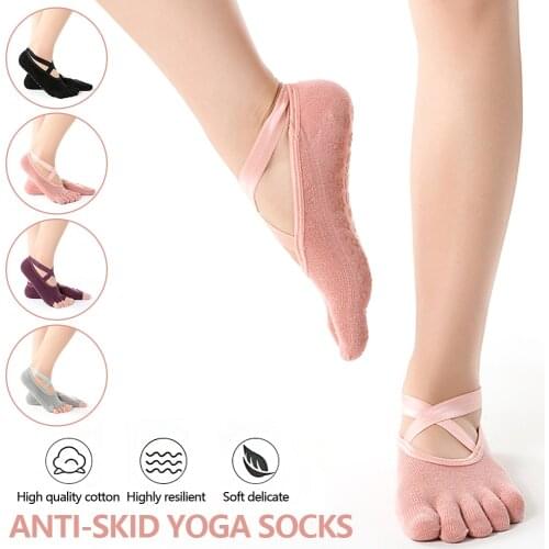 Women Yoga Socks Half Toe Non Slip Ladies Massage Sport Socks Half-fingers Cotton Warm Exercise Running Hose
