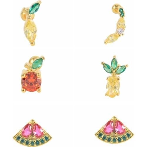 CANNER 925 Sterling Silver Stud Earrings For Teens Women Trending Products 2021 Tropical Fruit Lemon Orange Piercing Accesorios