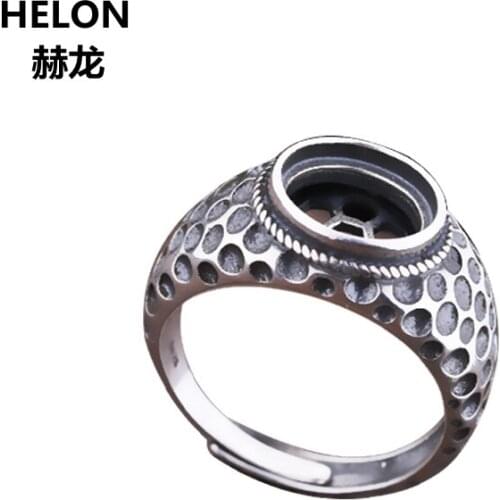 925 Sterling Silver Women 8x10mm Oval Cabochon Semi Mount Engagement Wedding Ring fit Amber Turquoise Setting Vintage Art Deco