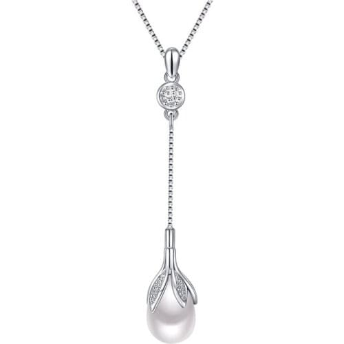 Sinya Natural pearls pendant Tassel Charm Bar Show Necklace in 925 sterling silver fashion jewelry for women ladies Christmas