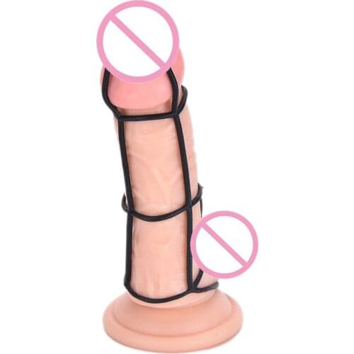 1PC Penis Sex Toys Cage Cock Ring Soft Silicone Penis Sleeve Extender Net Delay Ejaculation Sex Products for Men