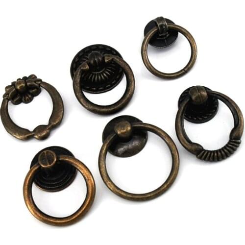 1PCS Antique Bronze Drop Ring Cabinet Handles Knobs Drawer Pulls Closet Drawer Door Pull