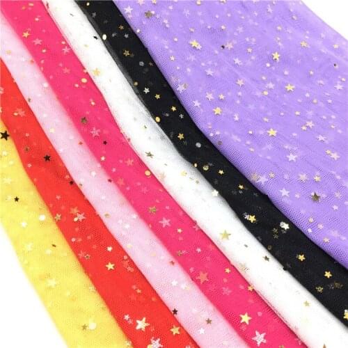 150CM 1yard/lot Golden Star Mesh Fabric Gauze Tulle Bronzing Tissue Kids Dress Cloth Sewing Doll Cloth DIY Craft Quilt Materials