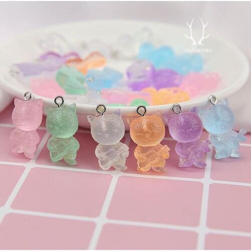 10pc Creative Cartoon Animal Lovely Bear Fox Resin Pendant Earring For Women Keychain Material Diy Fun Jewelry Girls Accessories