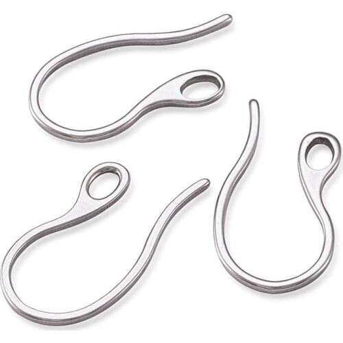 100pcs Stainless Steel Earring Hooks Ear Wires with Loop for DIY Dangle Earrings Jewelry Making 21.5x11x1mm Hole: 2x3.5mm