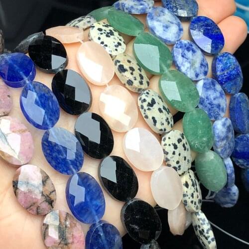 13x18mm Natural Oval Faceted Jaspers Agates Llapis lazuli Spot Stone Beads Flat Loose Beads For Jewelry Making Diy Ear Bracelets