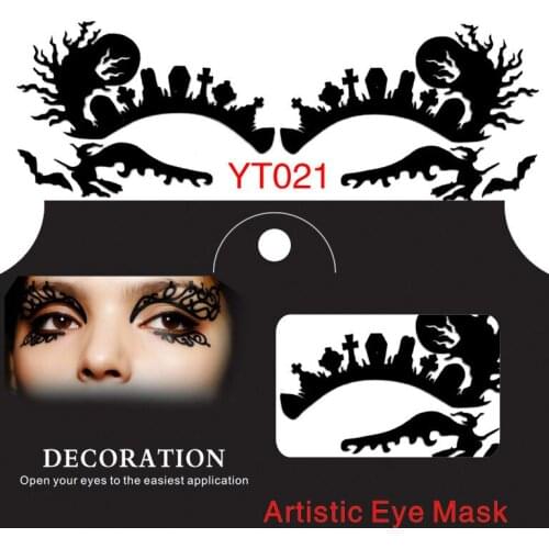 2pairs Art Paper-cutting Bats Creative Hollow Eye Shadow Stick Halloween Masquerade Party Fashion Sexy Reusable Beauty Tools