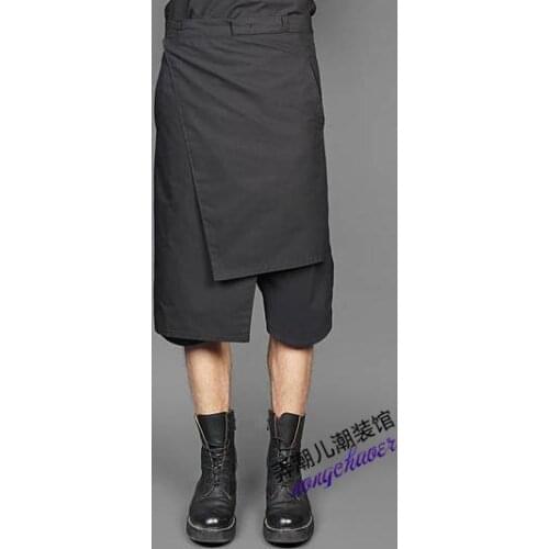 27-44! 2016 New Mens personality three-dimensional cut trousers culottes casual capris pants trousers plus size singer costumes
