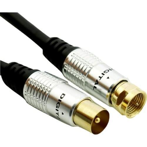 5pcs 9.5mm Male to F-type Male Plug Coaxial TV Satellite Antenna Gold Plated Connector Cable 1FT/30CM