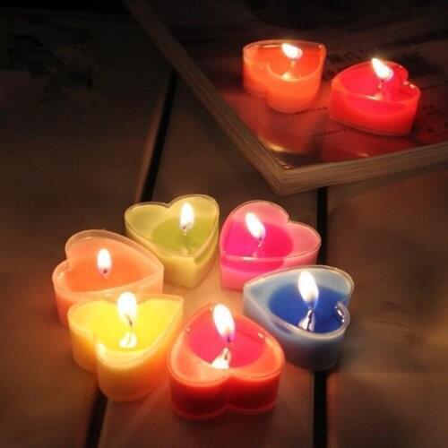9PCS Romantic Heart-Shape Scented Candle Incense Candle Birthday Wedding Party Decoration Supplies