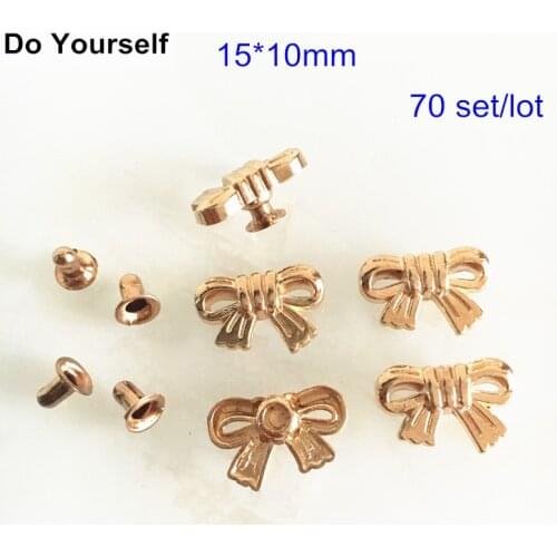 Free Shipping - 70 sets of Rose Gold Butterfly Shape Rivet Studs With Back Base 15*10mm,diy rivets for leather jacket,bags,shoes