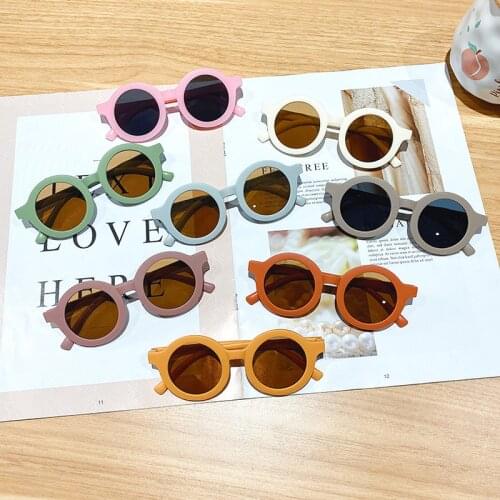 Free shipping Korean childrens color round frame sunglasses light PC cute small face Sunglasses for kids baby girls sunglass