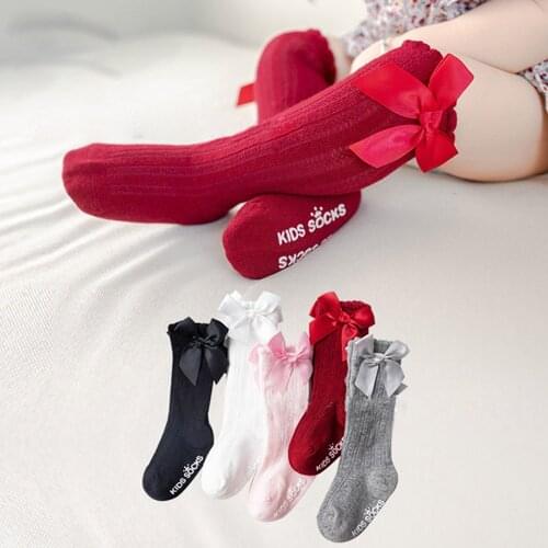 Childrens Socks Knee High Christmas Warm Christmas Boys Girls Striped Stockings Wing Toddler Baby Bowknot Cotton Antiskid Socks
