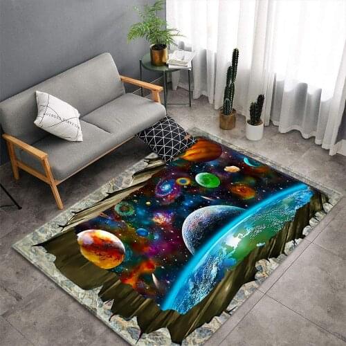 Nordic Carpet 3D Galaxy Space Printed Child Carpets Kids Room Large Area Rugs Soft Flannel Home Bedroom Decor Rug Baby Crawl Mat