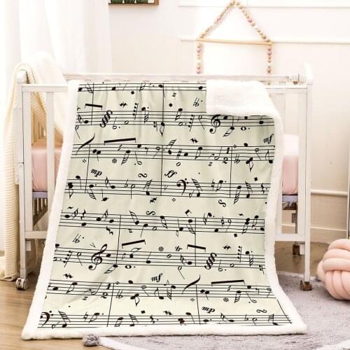 Baby Adult Soft Personality Music Note Printed Flannel Blanket Comfortable Breathable Material Suitable for Sofa Bedroombed