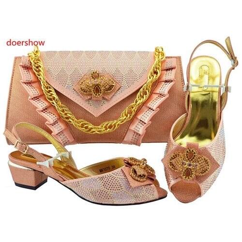 Doershow 2018 Elegant Womens Shoes And Bag Set Free Shipping Italian Shoes With Matching Bags For Party Summer Sandal!Sbf1-28