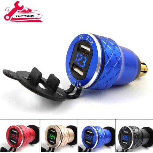 Dual USB Charger Socket,Aluminum Power Outlet Charge for 12V/24V Car Boat BMW Motorcycle Truck Golf Cart and More