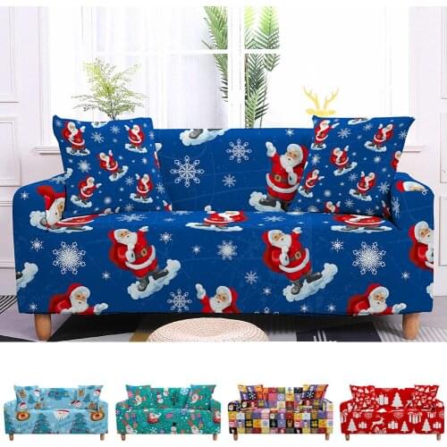 Stretch Sofa Cover for Living Room Christmas Slipcovers Elastic Sectional L Shape Sofa Couch Cover for 3 Seater funda de sofá