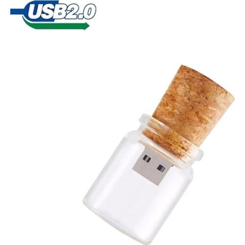 USB 2.0 Glass drift bottle with Cork USB Flash Drive glass bottle pendrive 4GB 8GB 16GB 32GB 64GB High speed for wedding gift