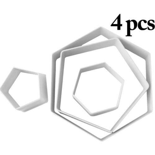 4PCS Soccer Ball Cake Cutters Creative Hexagon Cookie Cutters Biscuit Cutters Plastic Cake Cutters Cookie Mold Stamp Coxeer