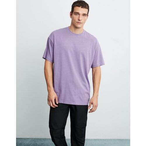 Mens Purple Basic Short Sleeve Oversize T-shirt Bike Collar Summer Season Size S M L XL XXL