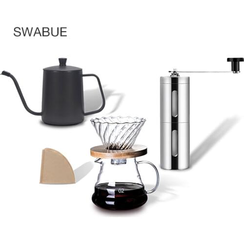New 500ml professional Four-Piece V60 Coffee Dripper Set Coffee Filter Paper Glass Coffee Pot With Coffee Scale Grinder