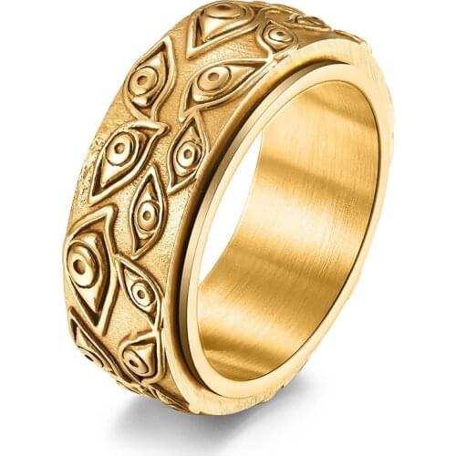 9mm Creative Demon Eyes Vintage Ring For Men Fashion Stainless Steel Evil Eye Punk Ring Jewelry