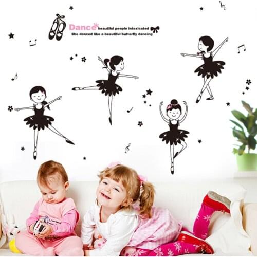 Creative cartoon ballet girl wall stickers Vinyl DIY Ballet dance Wall Decals For Childrens room kindergarten Decoration Murals