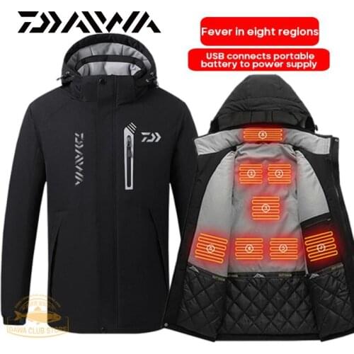 Daiwa Smart Heated Jacket Outdoor Warm Washable Fishing Heating Jacket Winter Clothes Camping Hiking Warm Hunting Sport Jacket